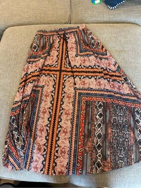 Bohemian Patchwork Maxi Skirt - Pink & Navy